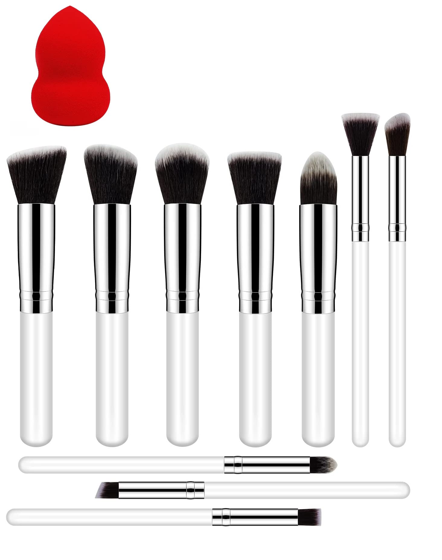Professional 10Pcs Makeup Brush Set - Foundation, Powder, Blush, Eyeshadow & Concealer Brushes for Flawless Face Makeup | Perfect for Daily Use, Travel & Professional Makeup Artists
