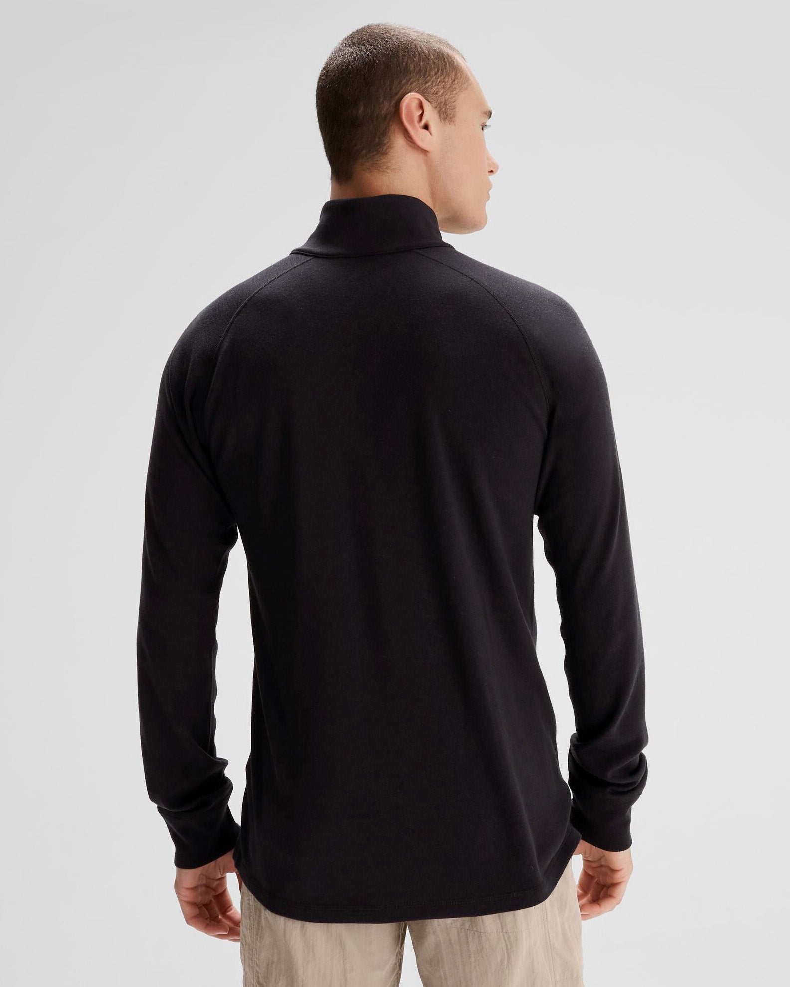 Men's K Merino 250 Quarter Zip Long Sleeve Base Layer - Black Stingray - Perfect for Hiking, Skiing & Winter Outdoor Activities