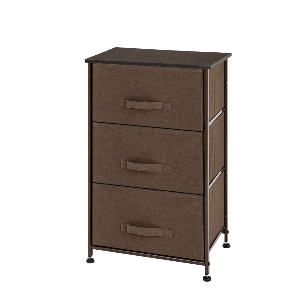 3-Tier Fabric Storage Drawer Organizer with Sturdy Steel Frame - Closet & Bedroom Storage for Clothes, Toys & More - Space-Saving Cube Dresser for Bedroom, Living Room & Nursery (Brown, 17.75 x 11.87 x 28.75 Inches) - Perfect for Small Spaces & Home Organization