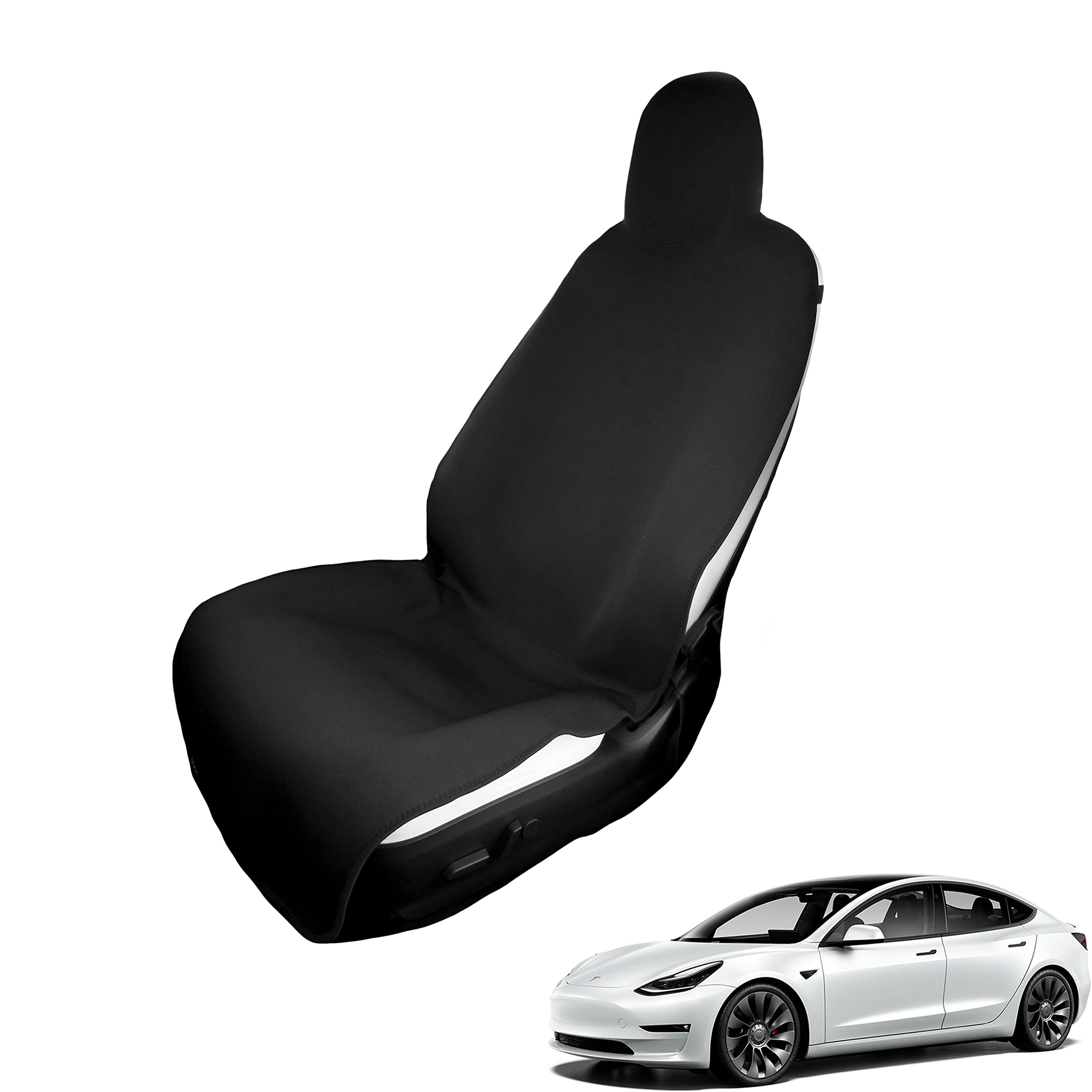 Premium Waterproof Neoprene Tesla Model 3 Seat Covers (2018-2023) - Black Front Seat Protectors - Easy Installation Accessories for Enhanced Comfort & Style - Perfect for Daily Commuting, Road Trips & Car Protection