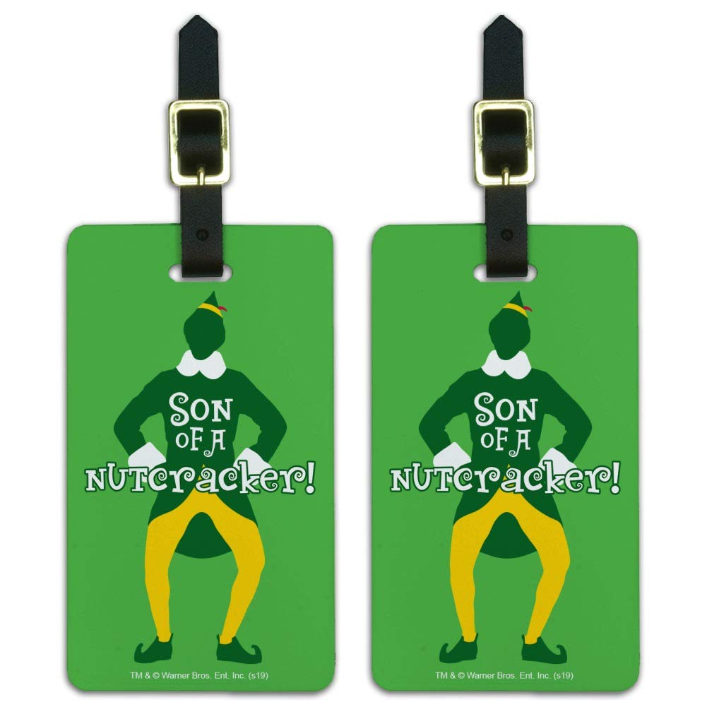 Elf Movie Son of a Nutcracker Luggage Tags - Set of 2 Durable Carry-On ID Cards for Travel, Suitcases & Backpacks - Perfect for Christmas Gifts & Holiday Travel Accessories