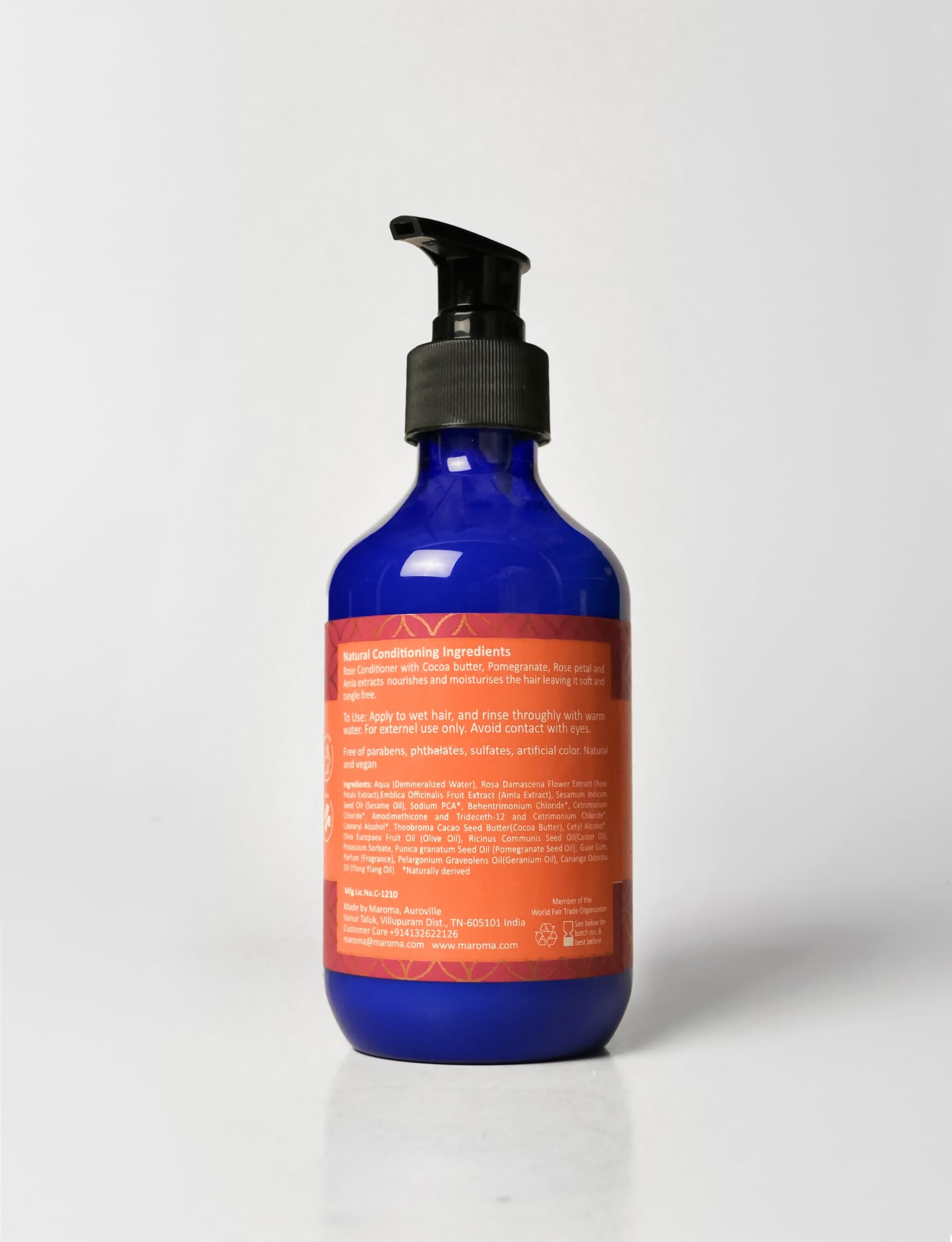 Maroma 100% Natural Rose Hair Conditioner for Dry & Damaged Hair - 8.8oz (275ml) - Sulfate Free & Vegan - Perfect for Daily Hydration & Hair Repair