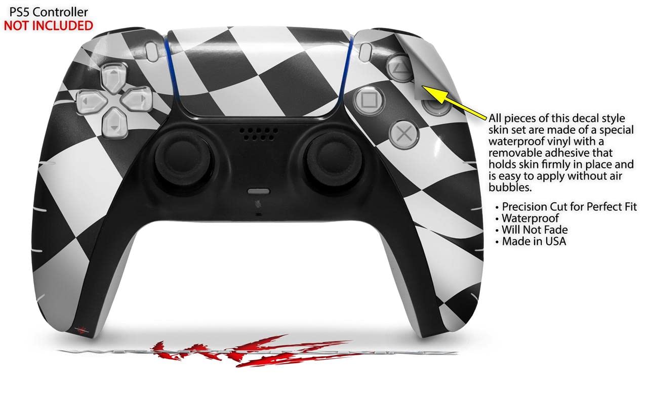 PS5 DualSense Controller Skin Wrap - Checkered Racing Flag Design for Gaming & Protection