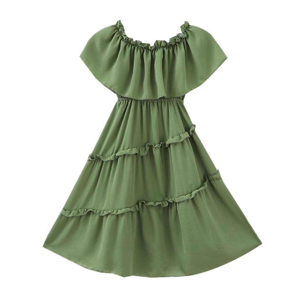 Girls' Smocked Shoulder Princess Dress & Skirt Set - Ruched Solid Baby Kids Clothes Size 6 | Perfect for Birthday Parties, Photo Shoots & Special Occasions