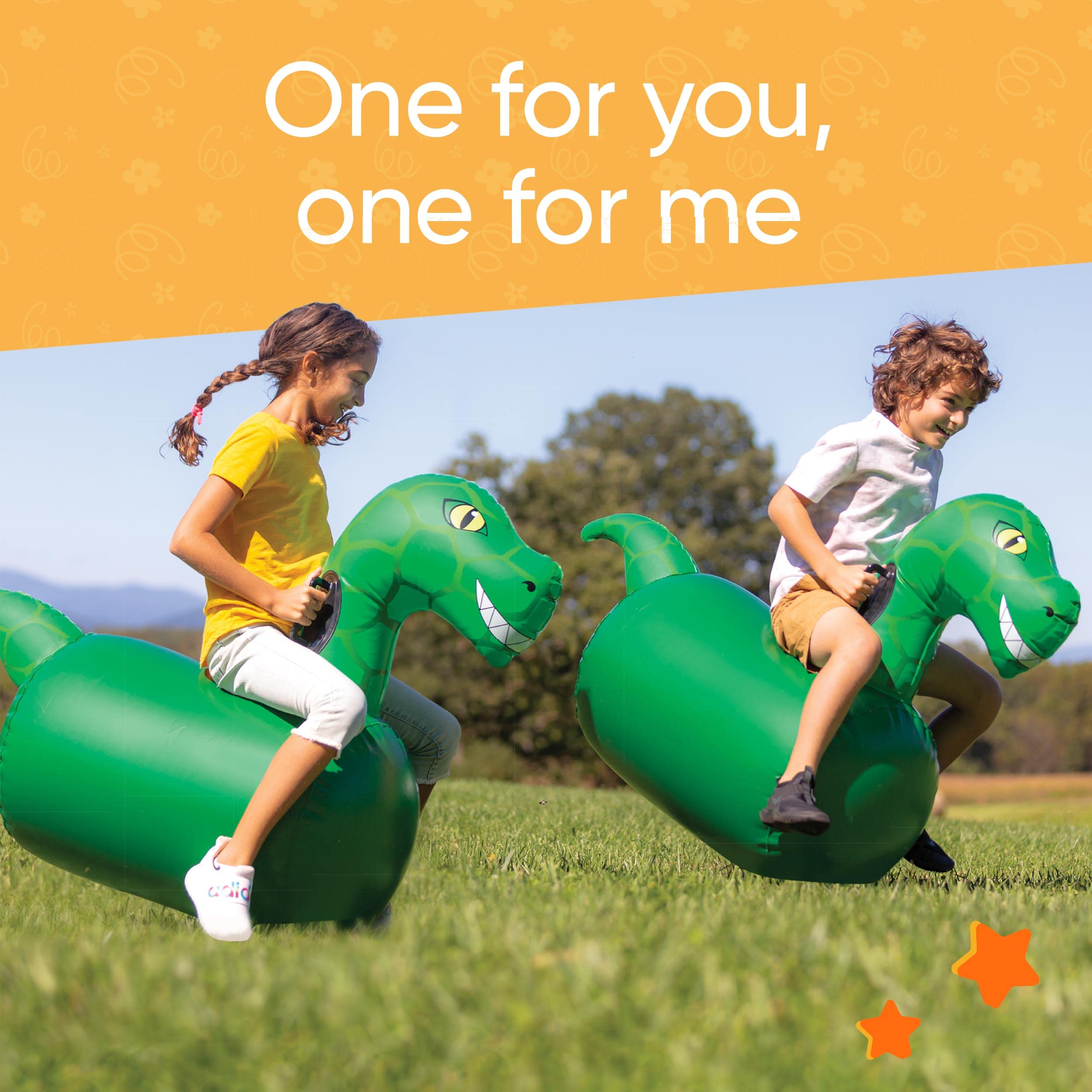 **Hearthsong Hop N Go Inflatable Dinosaur Ride-On Bouncer for Kids Ages 5+ - Outdoor Jumping Toy, Dino Hopper for Backyard Play, Birthday Parties & Active Playtime**