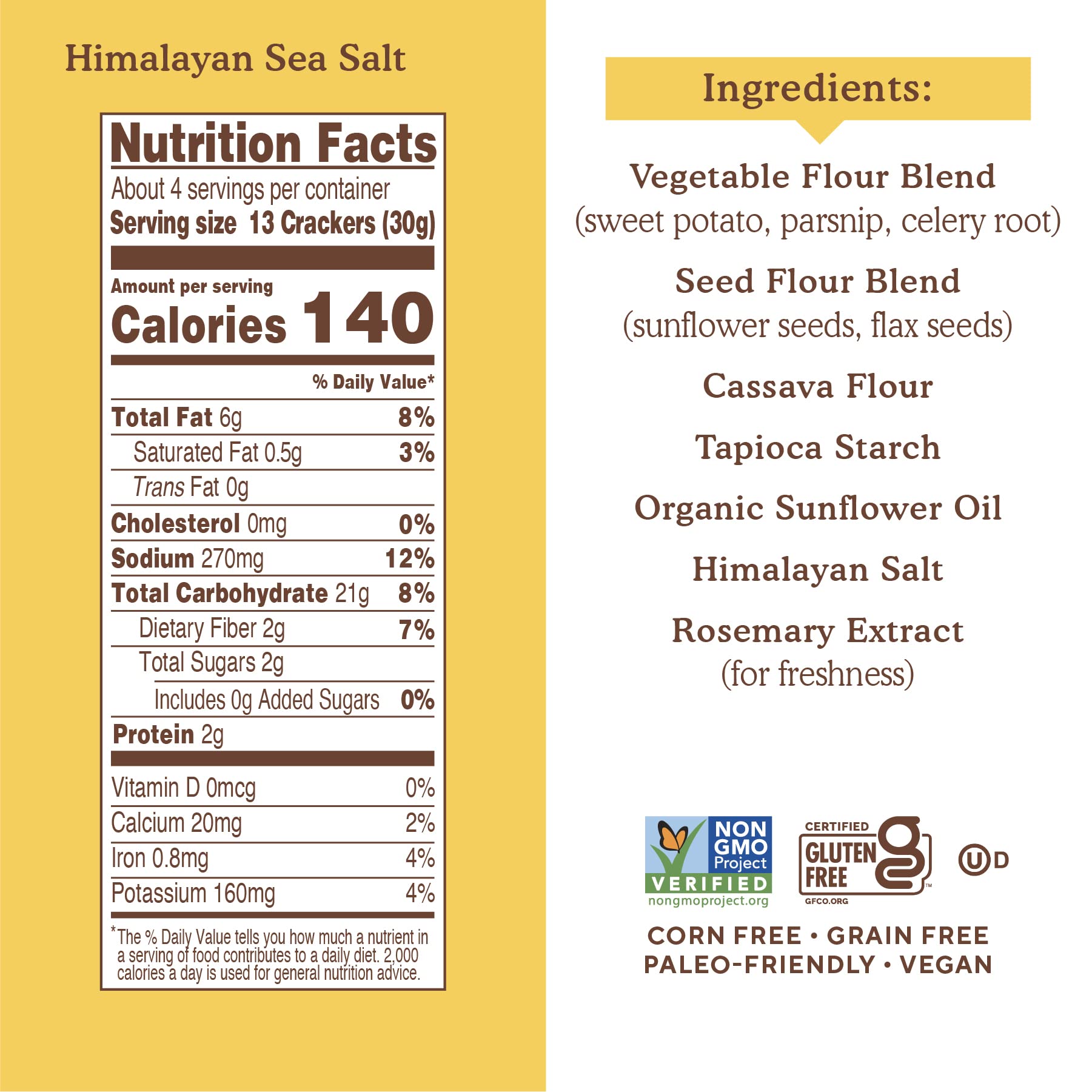 Simple Mills Veggie Pita Crackers with Himalayan Salt - Gluten Free, Vegan, Paleo Friendly Healthy Snacks, 4.25oz (Pack of 6) | Perfect for Lunchboxes, Party Platters & On-the-Go Snacking