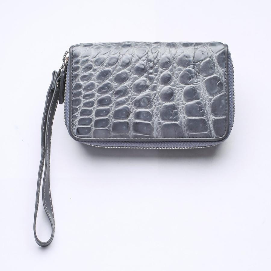 Premium Light Gray Genuine Crocodile Leather Wallet for Men - Slim RFID Blocking Bifold Wallet with Money Clip - Perfect for Business, Travel & Everyday Use