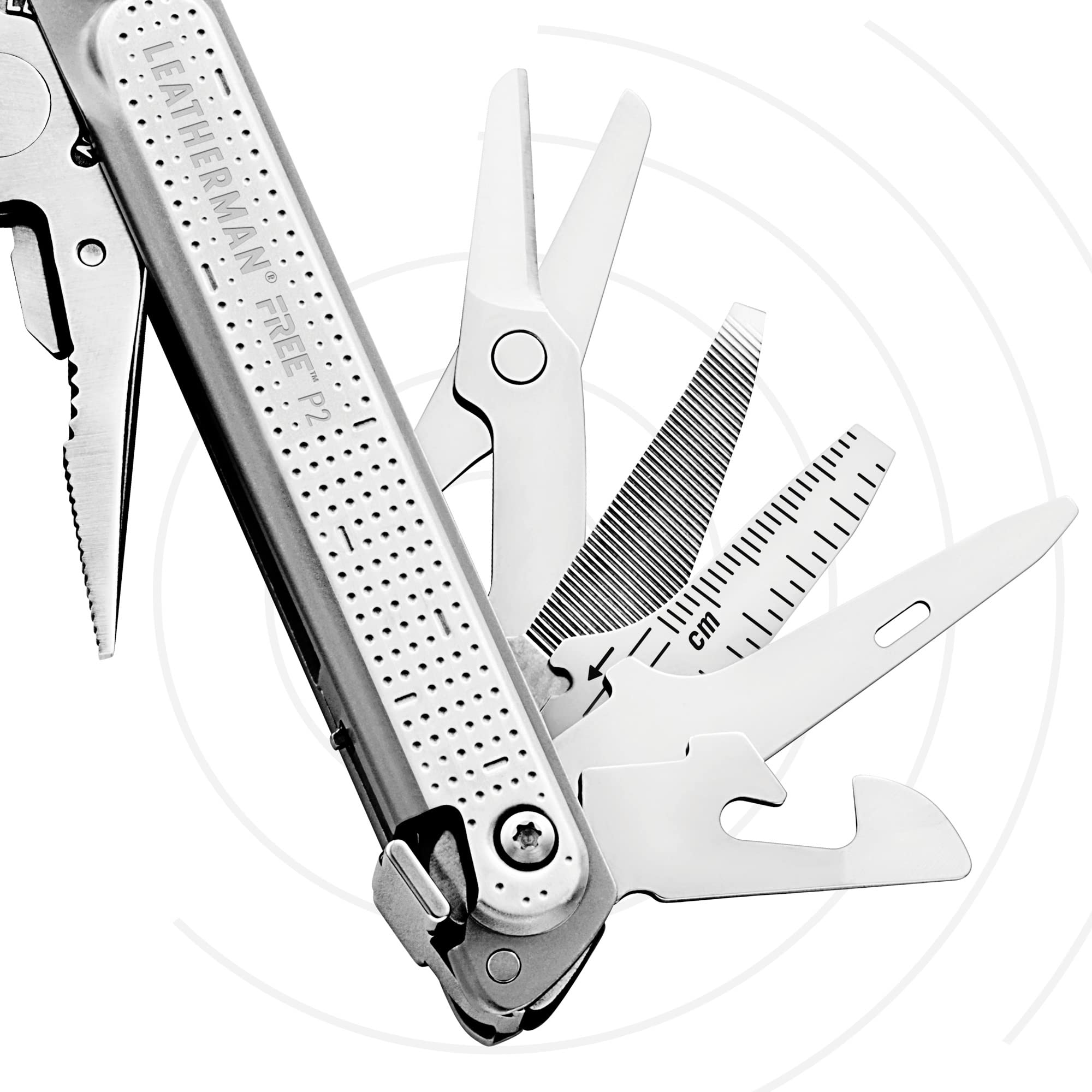 Leatherman FREE P2 Multitool with 19 Tools & Nylon Holster - Compact Everyday Carry for Camping, Hiking & DIY Projects