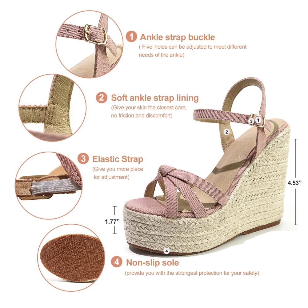 **Mikarka Women's Platform Ankle Strap Sandals - Open Toe Espadrille Wedge Shoes for Casual Summer Outings, Beach Vacations & Daily Wear**
