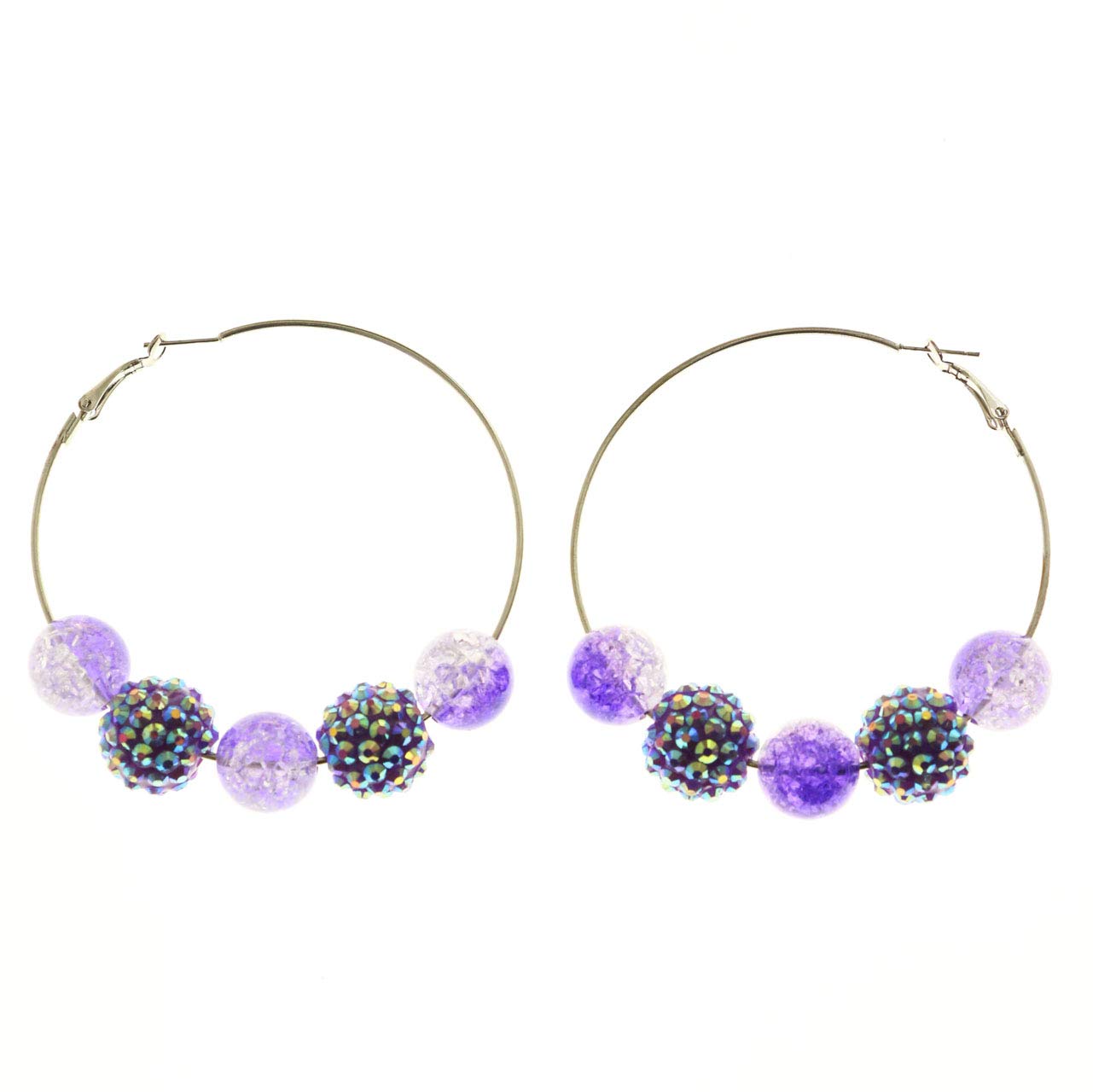 Mi Amore Purple AB Finish Hoop Earrings for Women - Silver Tone with Purple Accents | Elegant Dangle Earrings for Parties, Weddings & Everyday Wear