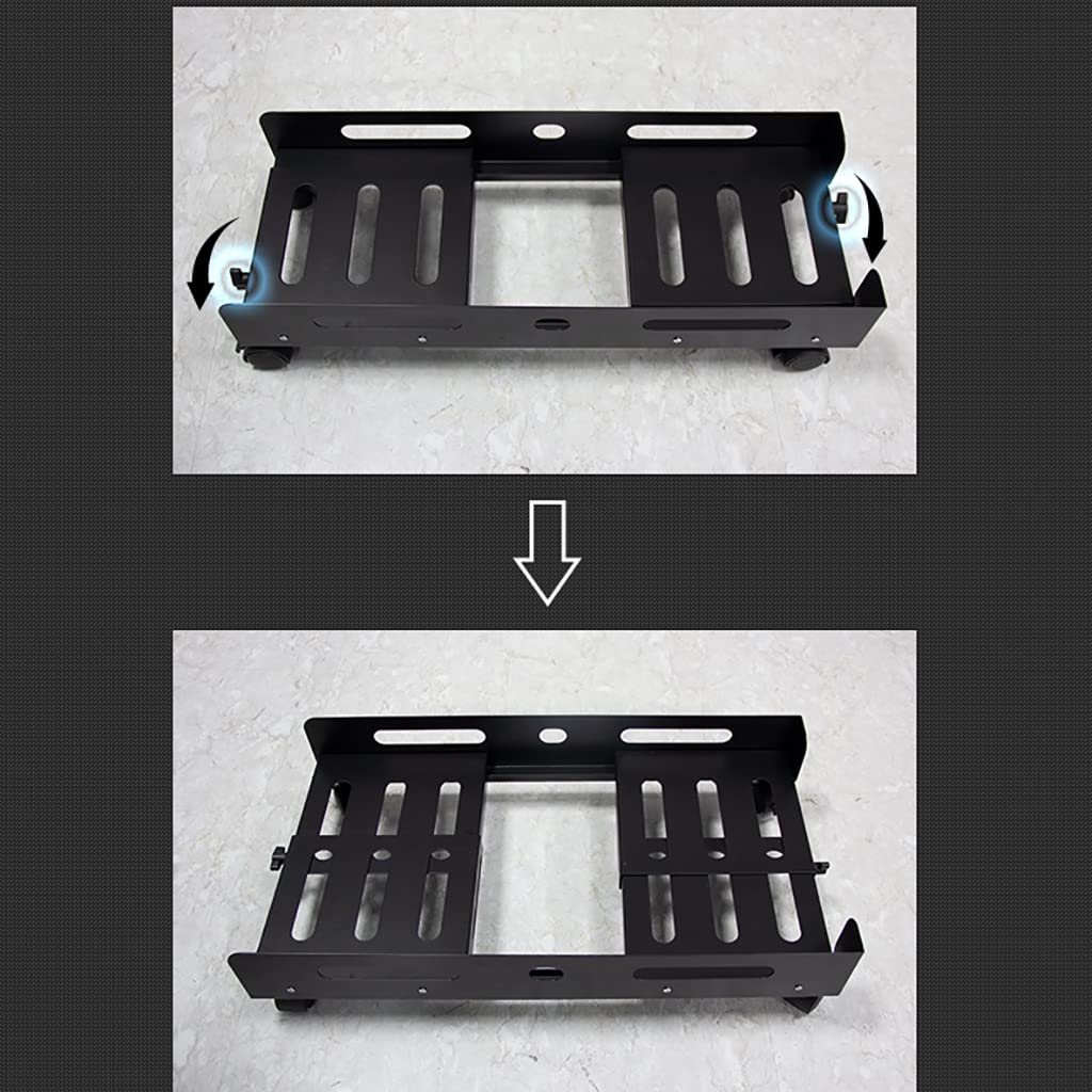 Adjustable PC Floor Stand with Locking Casters - Steel Rolling CPU Mount for Desktop Tower Computer (White, 63.6x23-34x14.1cm) - Perfect for Office, Gaming & Home Workspace Organization