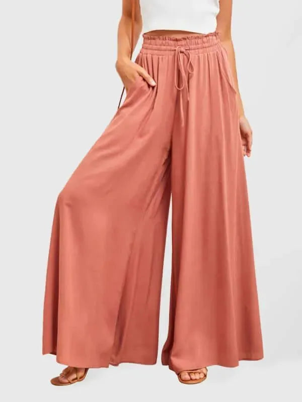 Women's Casual Loose Wide Leg Pants - Comfortable High Waist Flowy Trousers for Everyday Wear, Work & Travel