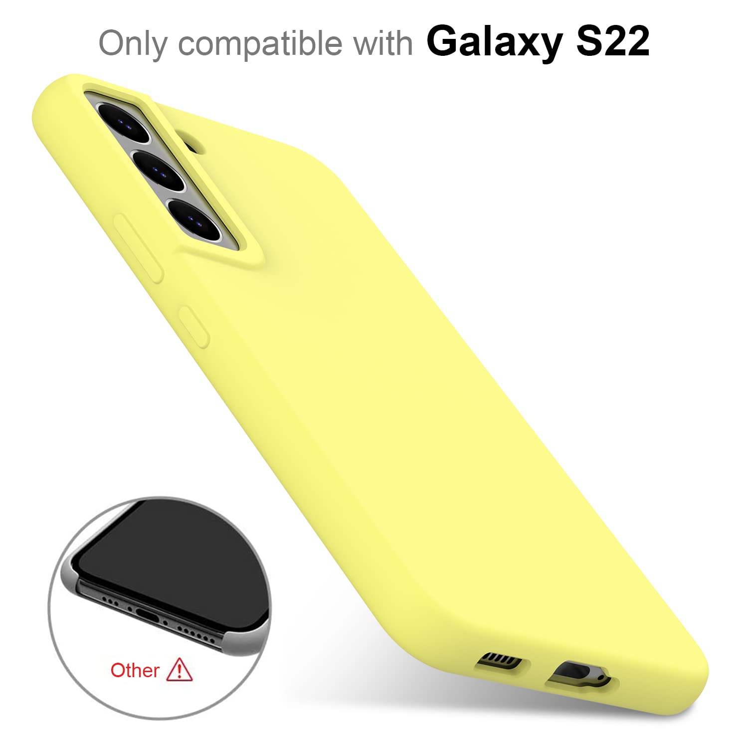 DEENAKIN Samsung Galaxy S22 Case - Soft Flexible Silicone Gel Rubber Bumper Cover, Slim Fit Full Body Shockproof Protective Phone Case (Bright Yellow) - Perfect for Everyday Use, Travel & Outdoor Activities