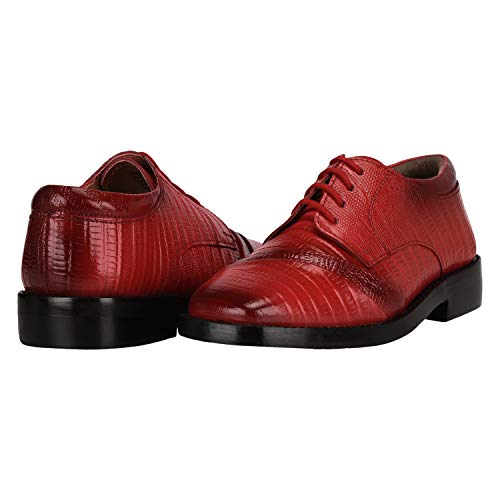 LIBERTYZENO Boys Lizard Print Genuine Leather Oxford Dress Shoes - Kids & Toddlers Lace-Up Formal Shoes for Easter, School, Wedding & Special Occasions