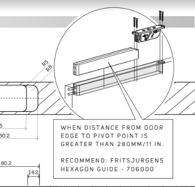 FritsJurgens Hexagon Guide for Top Pivot Door Hinge - Premium Hardware for Modern Interior Doors | Perfect for Home Renovation & Commercial Spaces