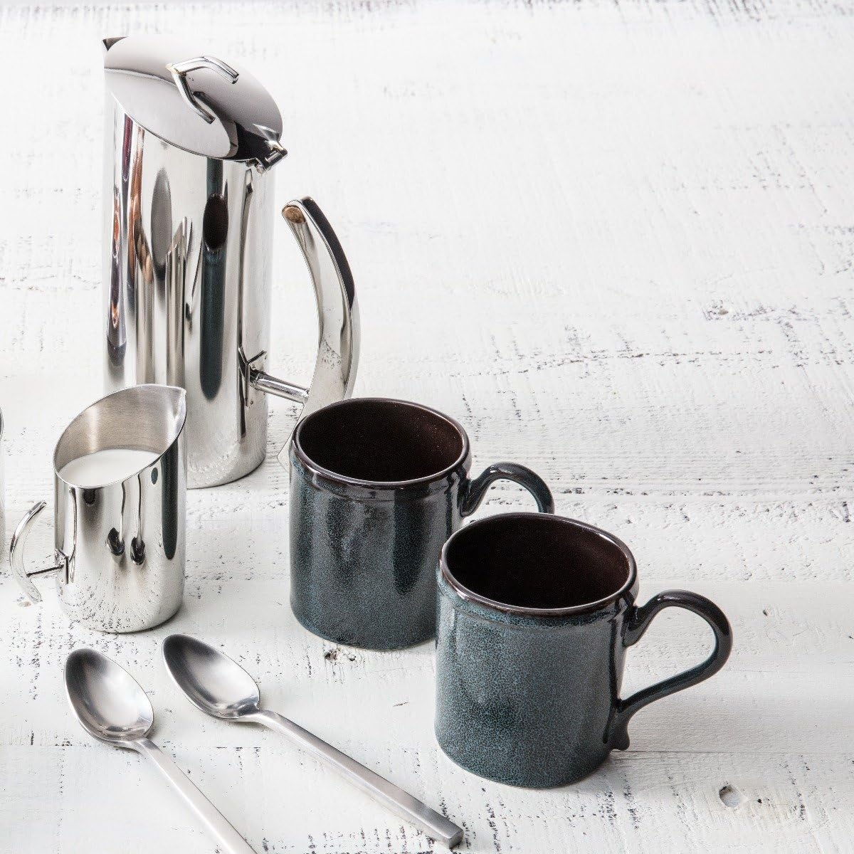 D&V Stone Porcelain Coffee Mugs Set of 6 - 9 oz Ceramic Tea Cups with Handle - Elegant Twilight Glaze - Perfect for Home, Office & Restaurant Use