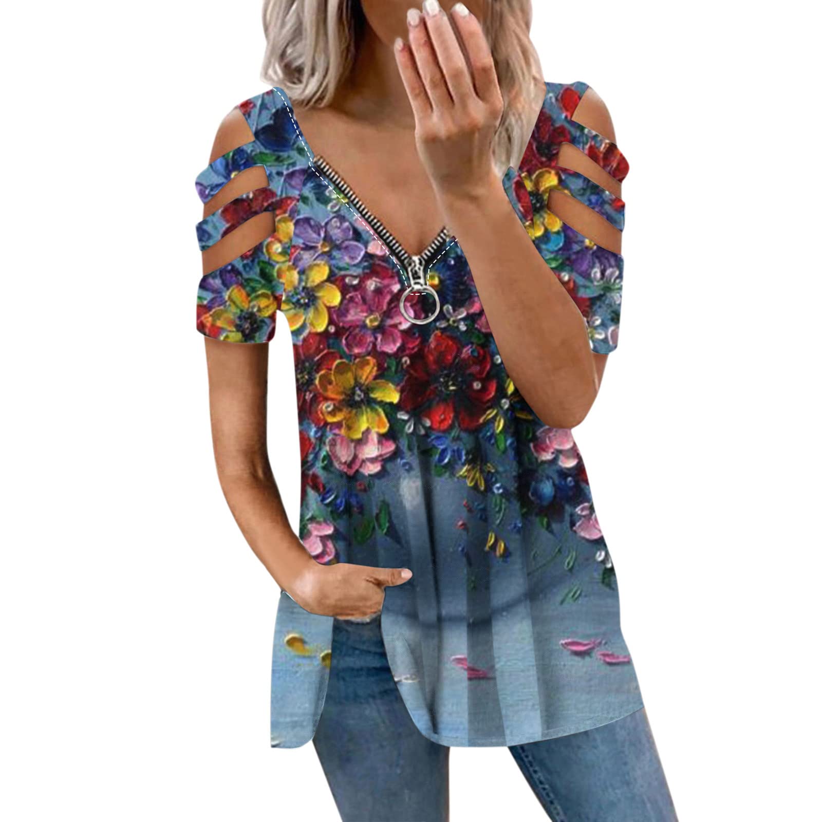 Women's Loose Fit V-Neck Sleeveless Color Block Shirt - Casual Summer Tops for Women | Perfect for Beach Outings, Vacation Wear & Everyday Comfort
