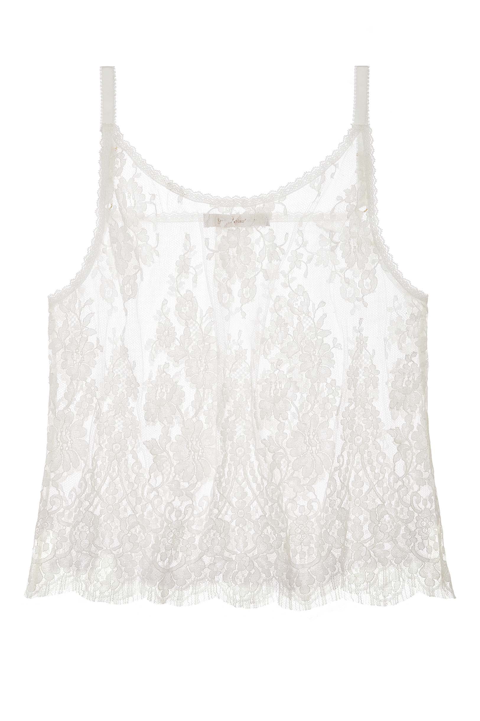 Elegant Jen French Lace Cami Top in Ivory - Women's Romantic Lingerie & Layering Piece for Date Nights & Special Occasions