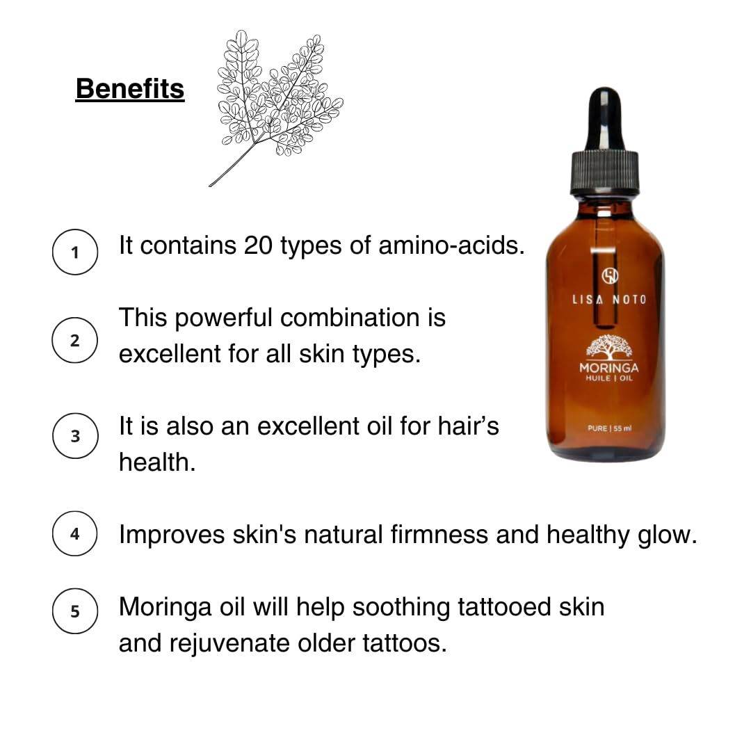 Organic Moringa Oil 55mL - Cold Pressed, Pure & Natural for Hair, Skin & Face Care - Anti-Aging, Moisturizing & Nourishing - Perfect for DIY Beauty, Massage & Aromatherapy