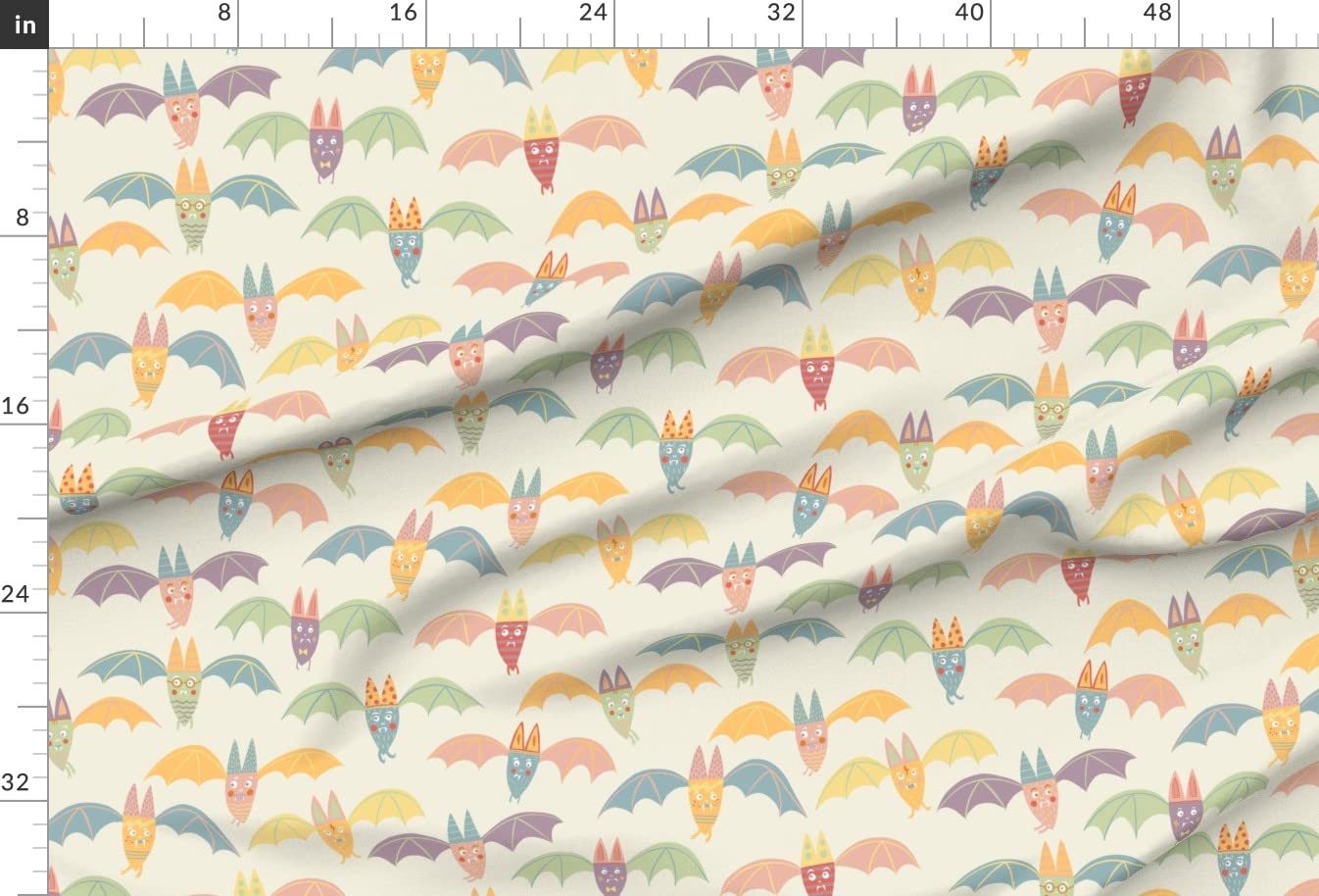 Pastel Bats Halloween Printed Satin Fabric - Fat Quarter for Sewing, Apparel, Lining, Fashion, Blankets & Home Decor | Perfect for DIY Costumes, Quilting & Seasonal Crafts