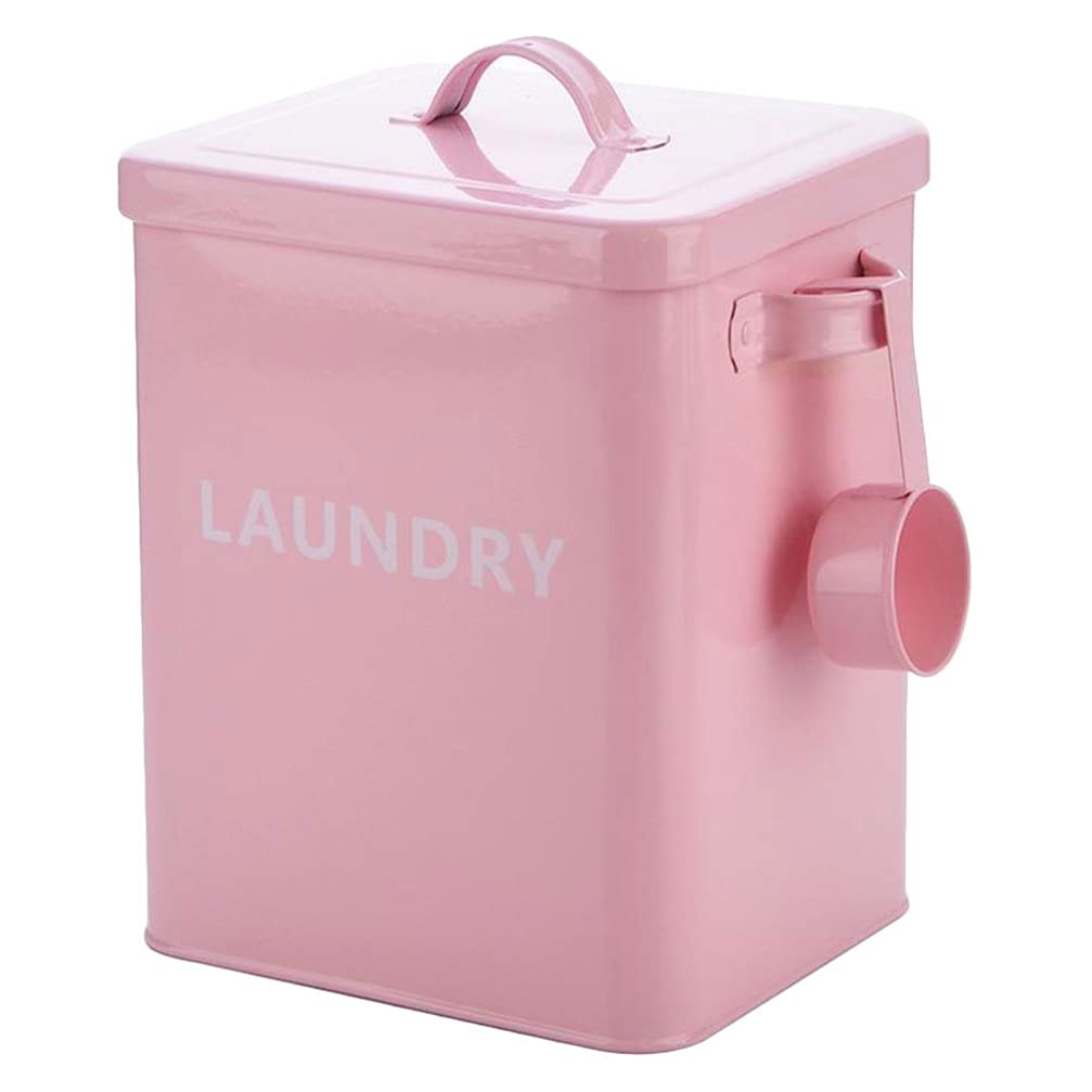 Farmhouse Style Laundry Basket with Lid - Rustic Tin Laundry Detergent Storage Box for Bathroom & Kitchen Organization - Perfect for Storing Detergent Pods, Flour, or Dry Goods
