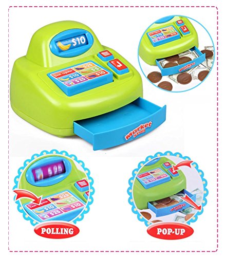 PowerTRC Kids Supermarket Toy Playset - Pretend Play Grocery Store with Shopping Cart, Food & Cash Register - Fun Educational Toy for Toddlers & Preschoolers (Great for Role Play & Learning)