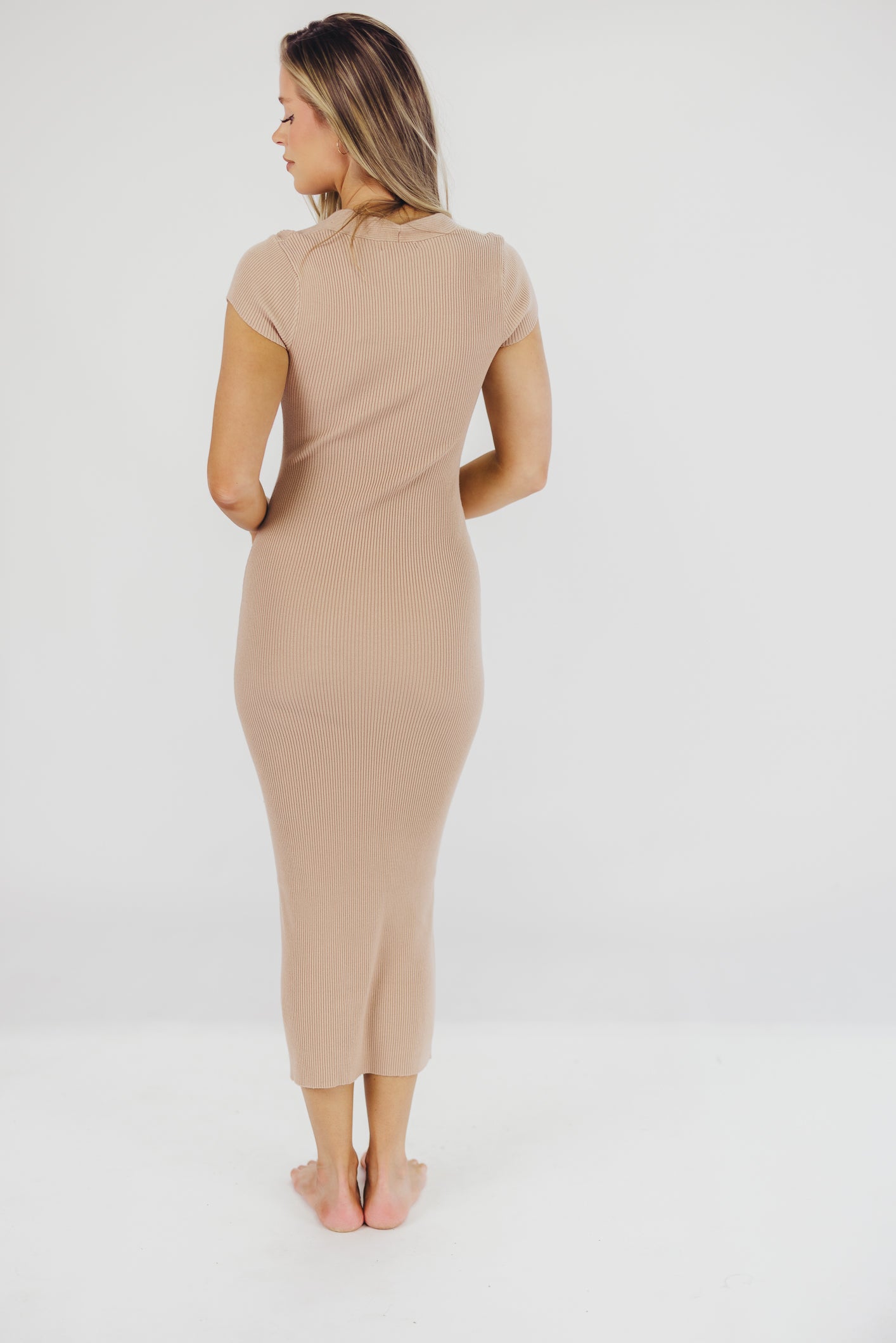 Wren Ribbed Knit Maxi Dress with Square Neckline in Dusty Blush - Women's Plus Size (XS-XL) | Worth Collective Exclusive | Perfect for Casual Wear, Date Nights & Summer Vacations
