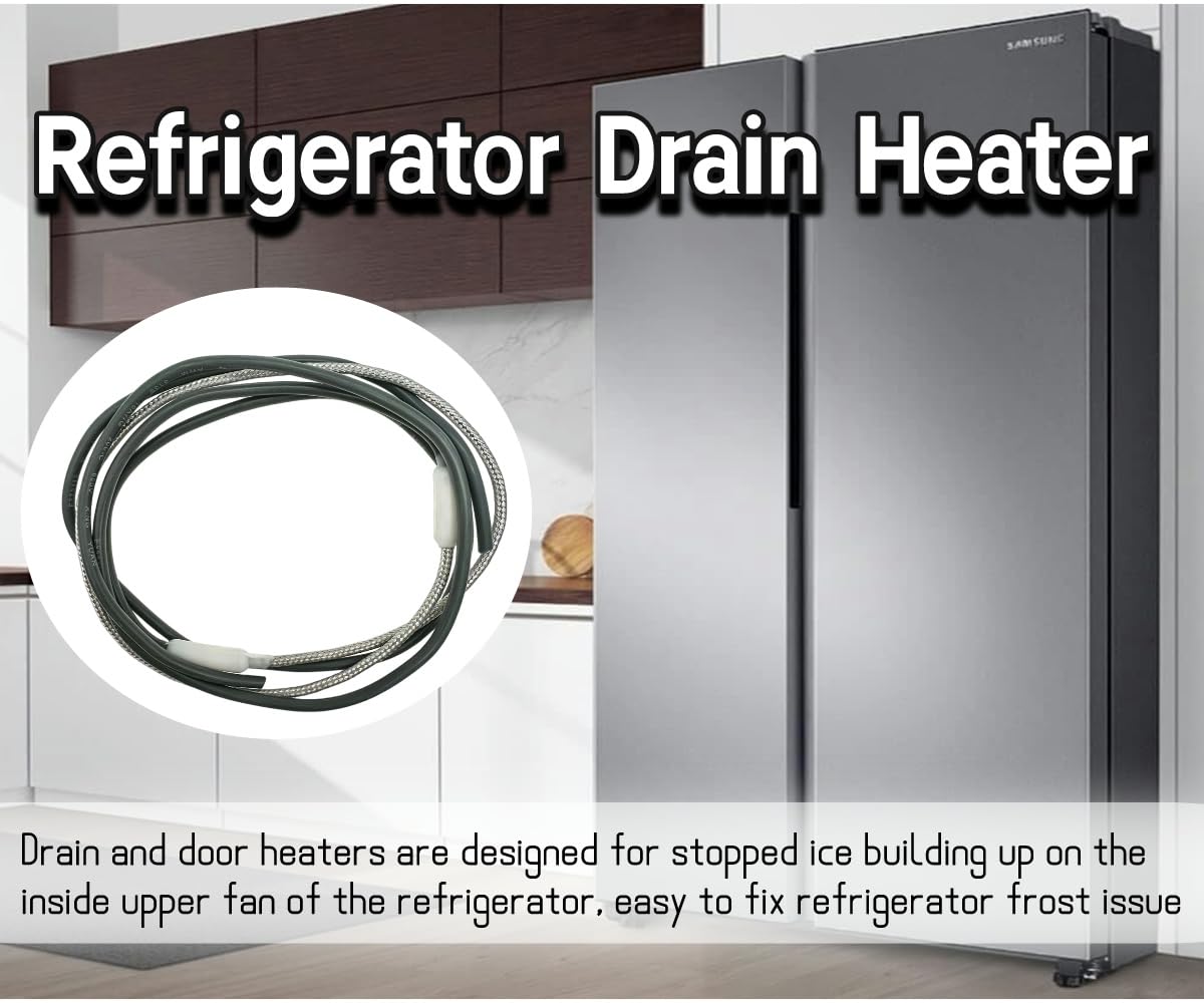 Braided Aluminum Drain Pan Heater - Defrost Drain Heater Compatible with Supco SH201, 115V 15W, 25 Inch Length - Perfect for Refrigerators, Freezers & HVAC Systems to Prevent Ice Buildup