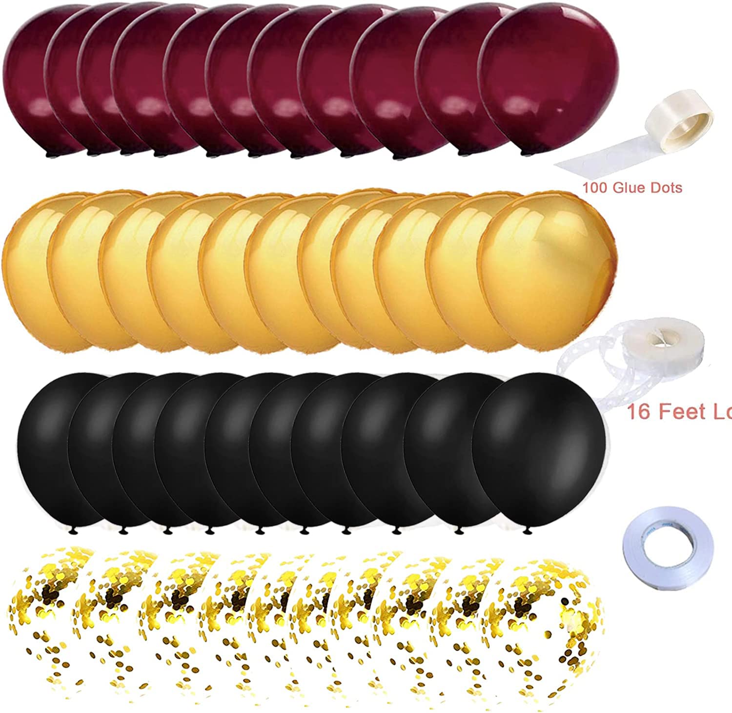 2025 Maroon & Gold Graduation Party Decorations - 40pcs Burgundy Black Balloons Set for Graduation, Wizard Theme & Birthday Celebrations - Perfect for Graduation Ceremonies, Themed Parties & Special Occasions