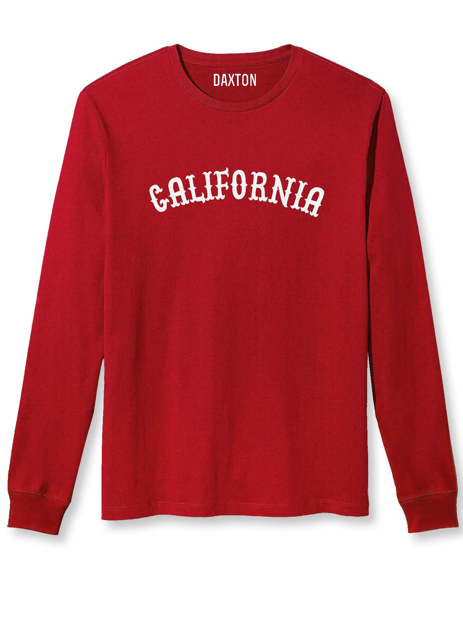 Daxton Retro California Arch Font Long Sleeve T-Shirt - Soft Medium Weight Cotton Tee for Men & Women - Casual Vintage Style for Streetwear, Music Festivals & Everyday Wear