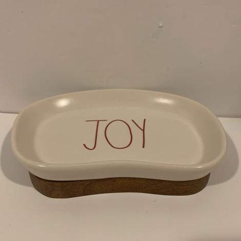 Rae Dunn Joy Ceramic Soap Dish - Elegant Bathroom Decor for Sink, Countertop, or Shower - Perfect Gift for Home & Spa Lovers
