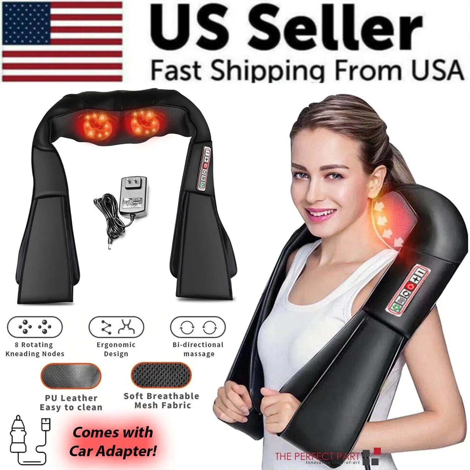 Shiatsu Back Neck and Shoulder Massager with Heat - Deep Tissue 3D Kneading Pillow for Home, Office & Car Relaxation - Relieves Muscle Pain & Stress