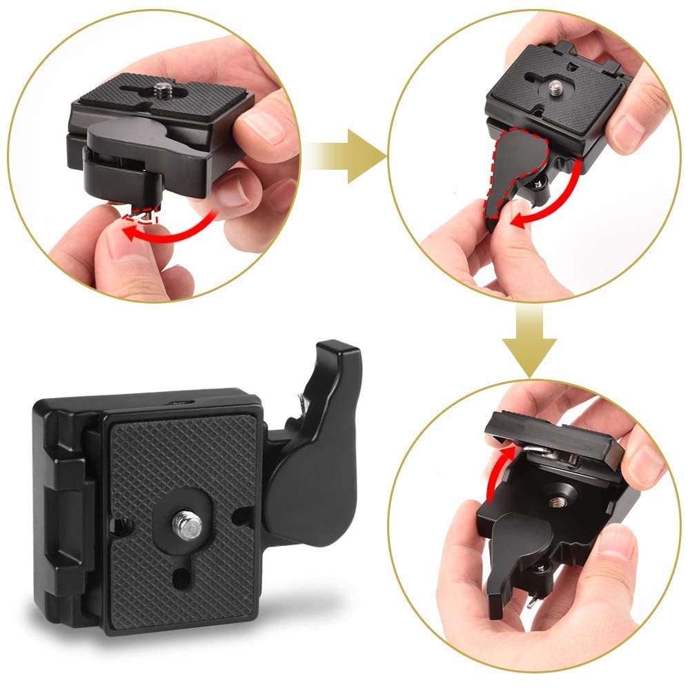 UTEBIT 323 RC2 Quick Release Plate - Compatible with Manfrotto 200PL-14 QR Plates, Rapid Connect Clamp Adapter with 1/4