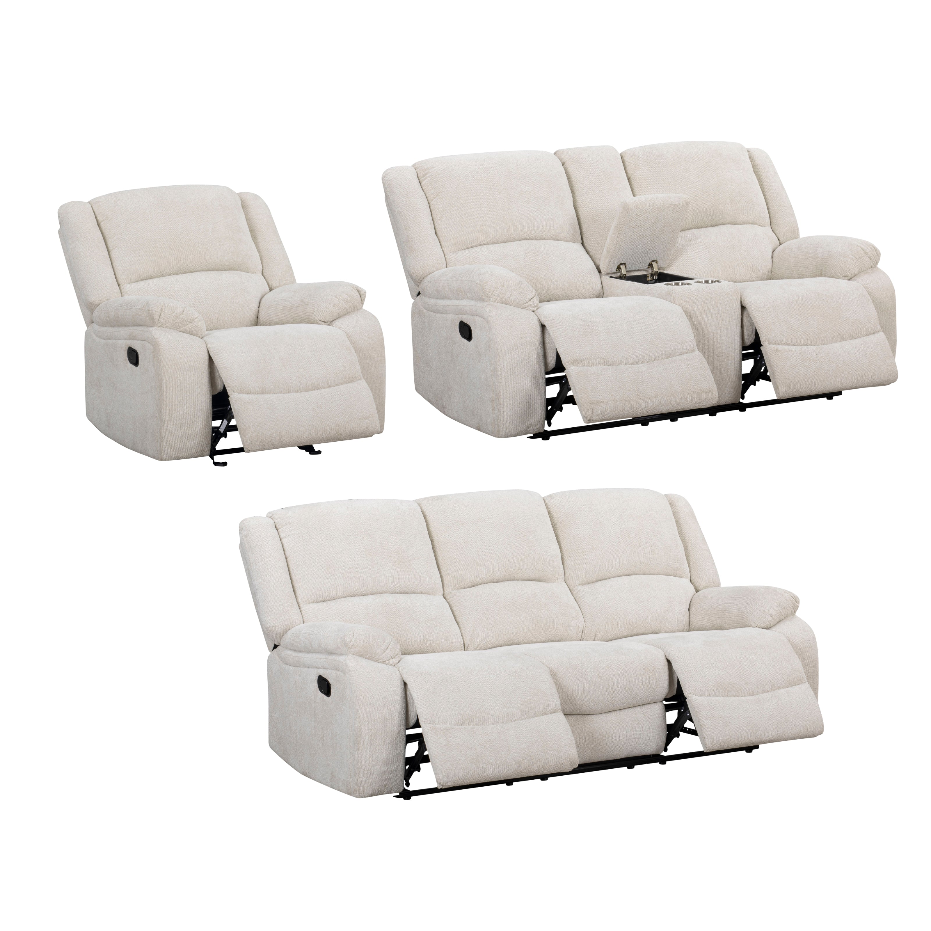 Roundhill Furniture Blitz Transitional Living Room Reclining Sofa Set - Modern Comfort for Relaxing & Entertaining - Perfect for Family Movie Nights & Cozy Evenings