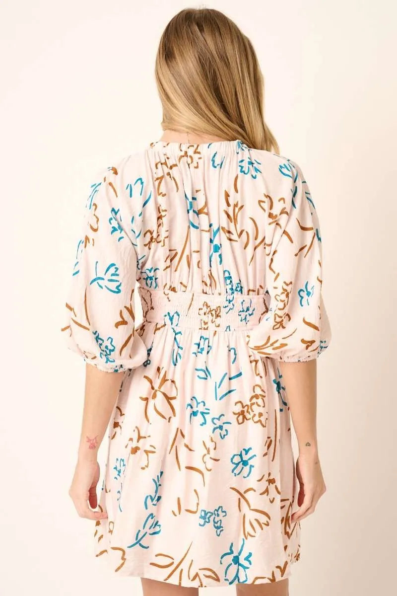 Floral Print Mock Waist Mini Dress - Summer Casual, Beach Party, Date Night Outfit for Women