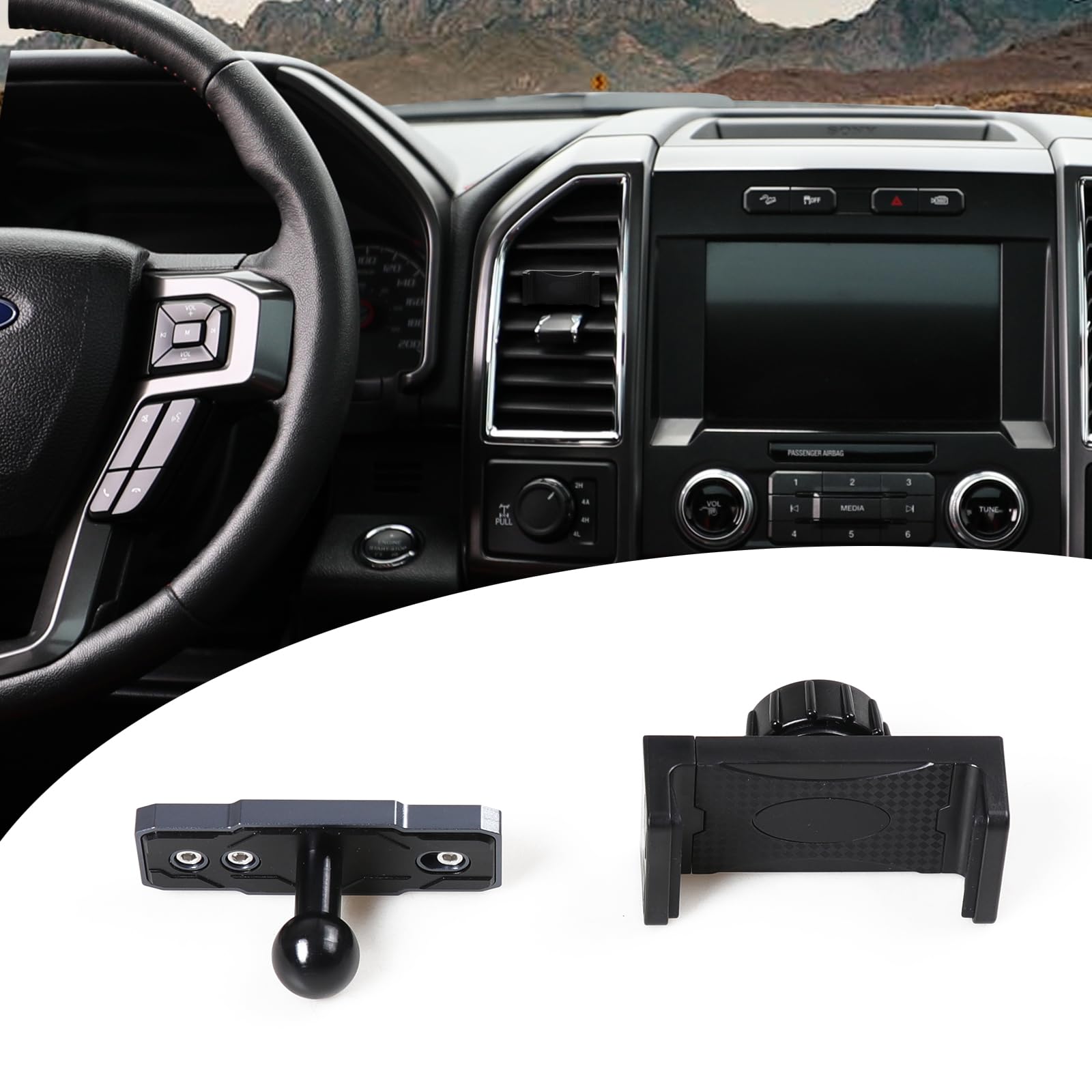 JHD-TOGO Universal Car Phone Holder Mount for Ford F150 2021 2022 2023 Models - Air Vent Cell Phone Cradle for iPhone Samsung Galaxy - Perfect for GPS Navigation & Hands-Free Driving