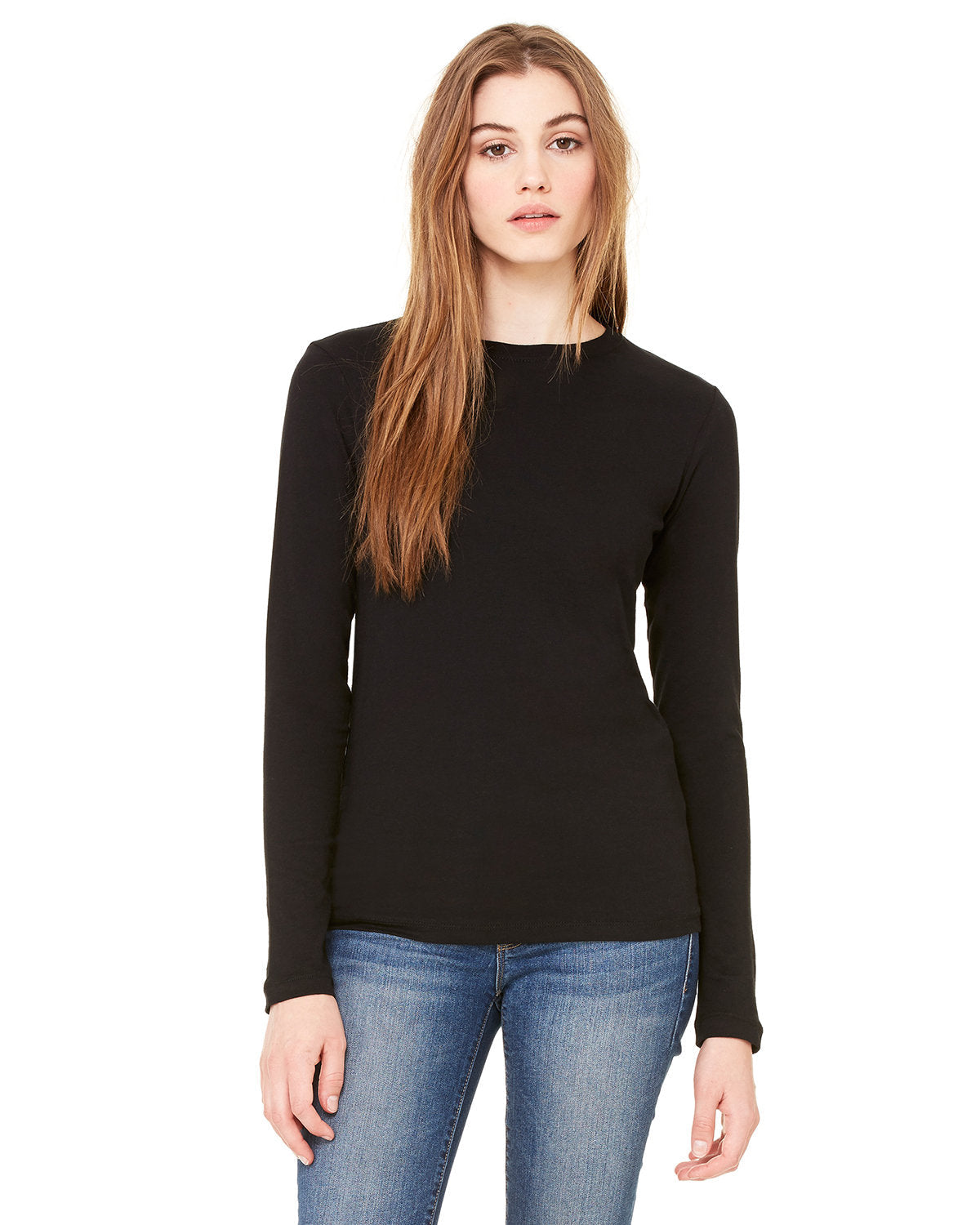 Bella + Canvas B6500 Women's Long Sleeve Jersey T-Shirt - Soft Cotton Crewneck Tee for Casual Wear, Layering & Everyday Comfort