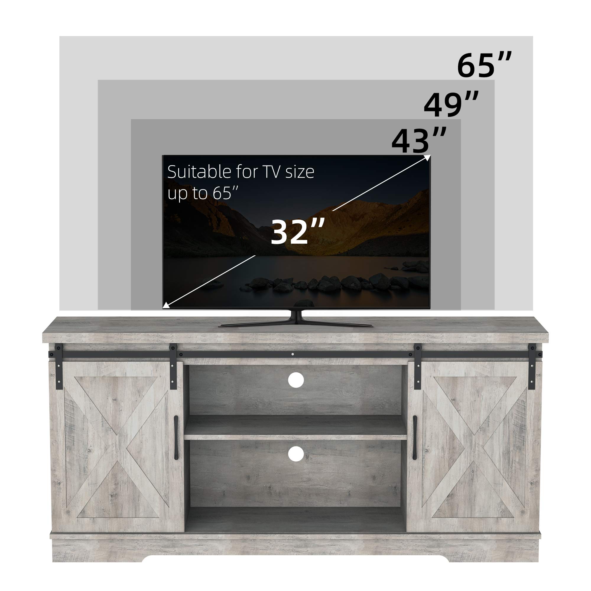 Industrial TV Stand with Storage for 65 Inch TV - 58 Inch Entertainment Center Media Console & Buffet Cabinet for Living Room, Adjustable Shelves - Perfect for Home Theater Setup & Living Room Organization