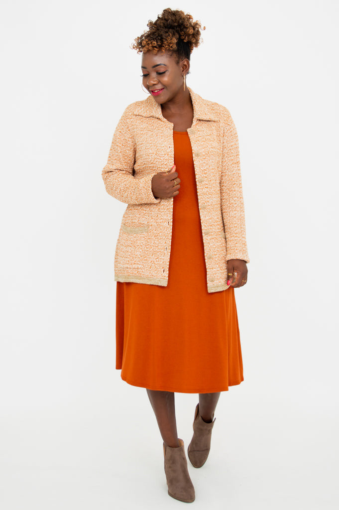 Chanel Women's Cotton Cardigan Sweater - Soft & Cozy Chai Spice Color for Fall & Winter - Perfect for Office, Date Night & Casual Outfits