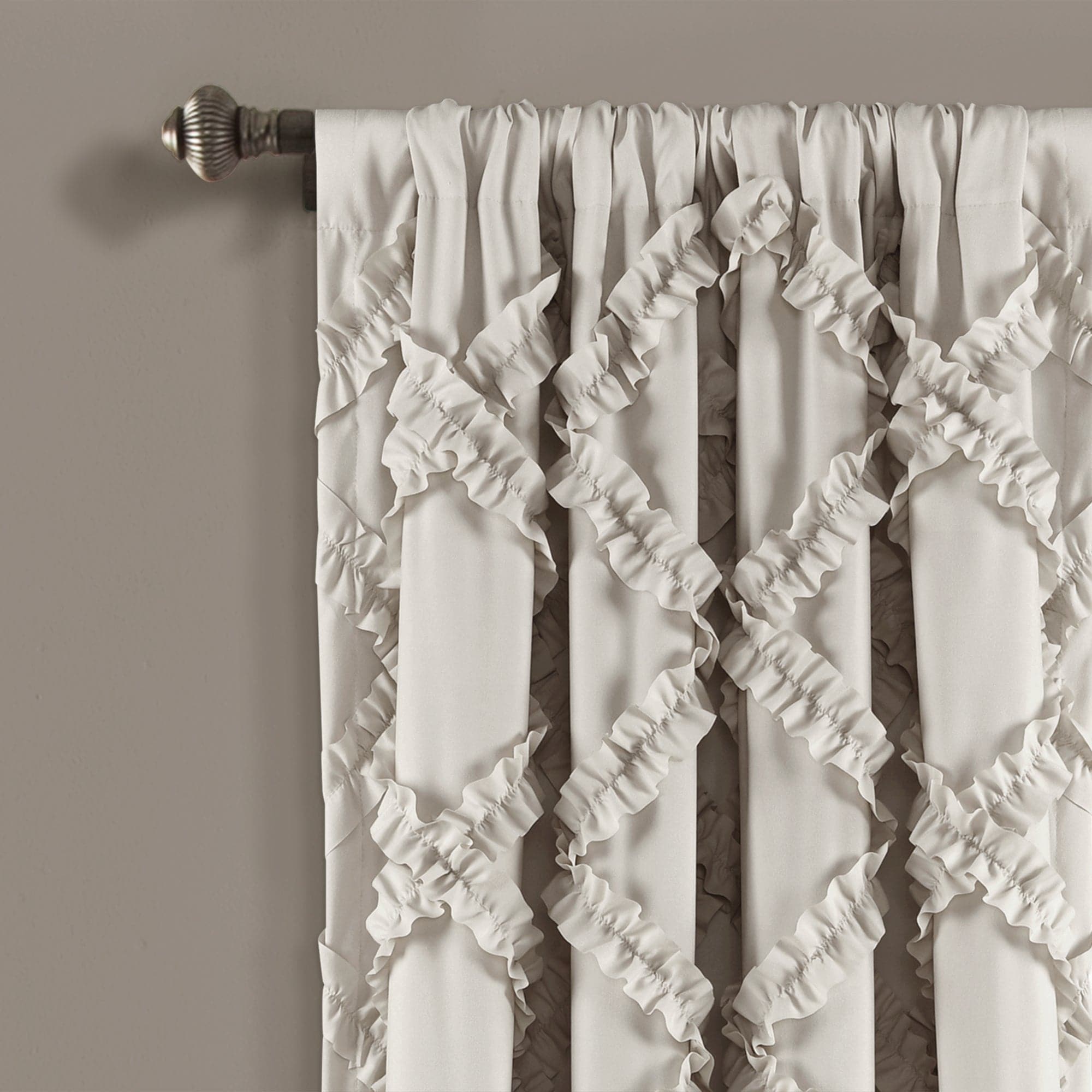 Elegant Ruffle Diamond Window Curtain Set - Blackout Sheer Panels for Living Room & Bedroom - Home Decor for French Doors, Bay Windows & Nursery (Set of 2)
