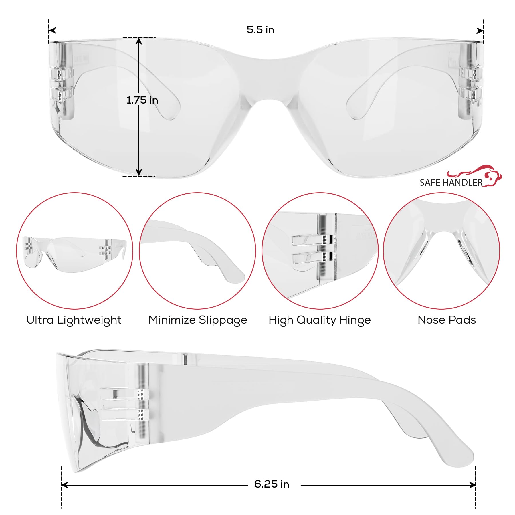 Hyline Anti-Fog Safety Glasses - Clear & Tinted Lenses, Impact Resistant Polycarbonate, Scratch Resistant - Perfect for Construction, Lab Work & Outdoor Activities