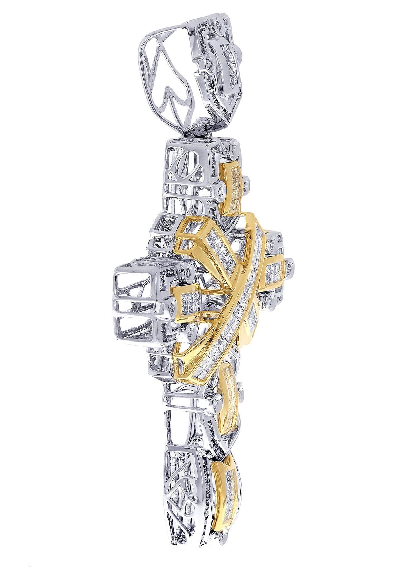4.22 Carat Diamond Cross Pendant Necklace - 26.39 Grams Solid Gold Religious Jewelry for Women & Men - Perfect for Baptism, First Communion, Confirmation & Everyday Wear