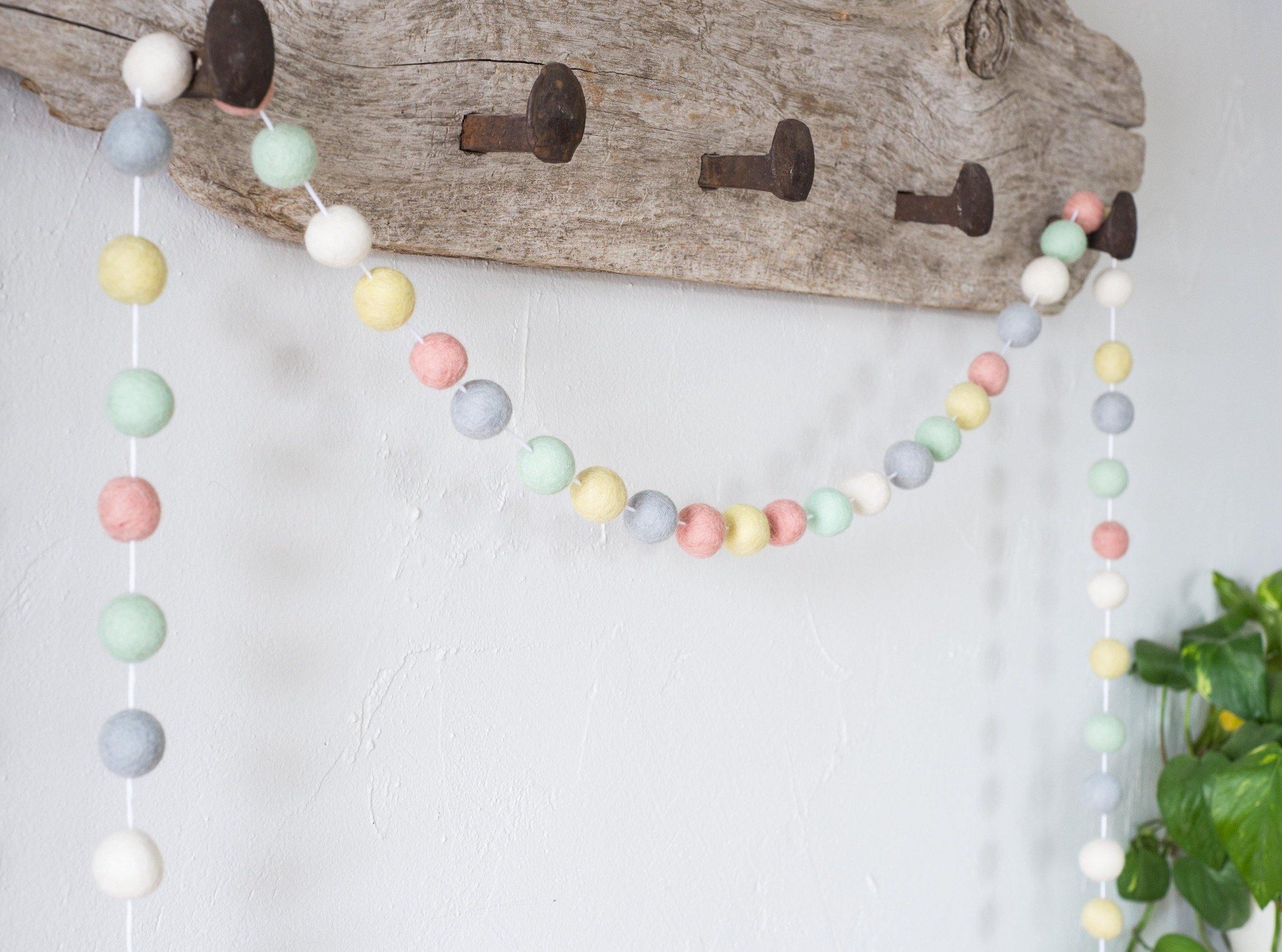 Pastel Garland for Party Decorations - Colorful Random Placement Decorative String for Baby Showers, Weddings & Home Decor