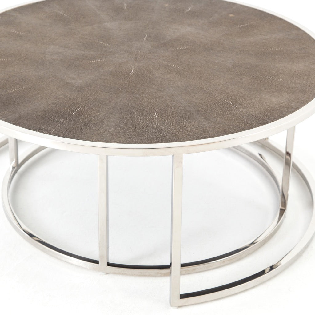 Shagreen Nesting Coffee Table Set - Brown Textured Finish - Modern Living Room Furniture for Small Spaces - Perfect for Apartments, Condos & Cozy Homes