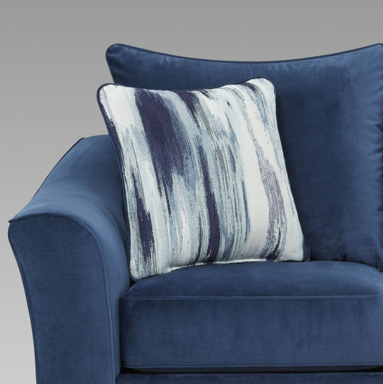 Navy Blue Camero Fabric Pillowback Loveseat - Comfortable Small Sofa for Living Room, Apartment & Cozy Spaces