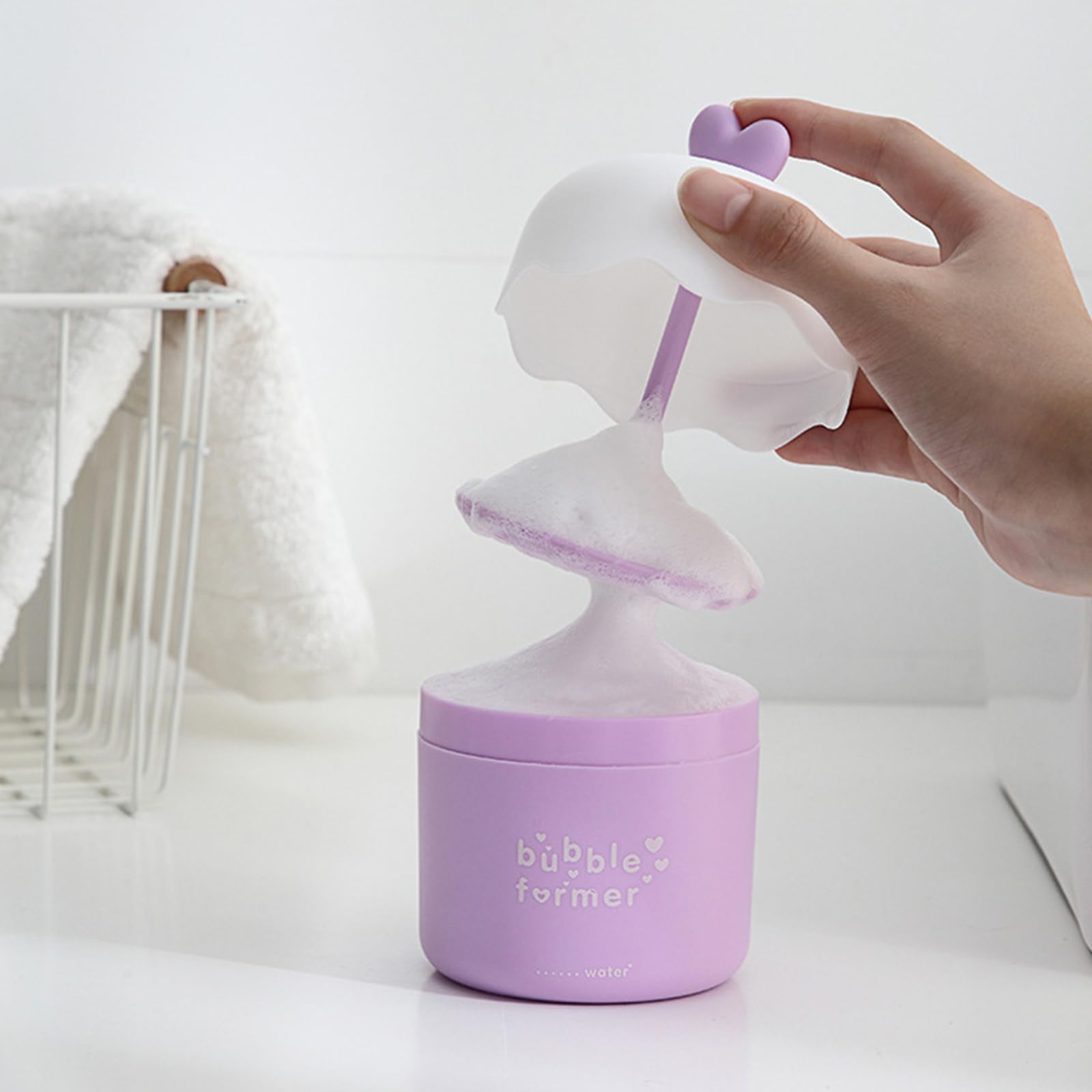 Portable Facial Cleanser Foam Maker Cup - Travel Skin Care Foaming Device for Rich Lather | Purple Plastic Face Wash Foamer | Perfect for Travel, Gym & Daily Skincare Routine