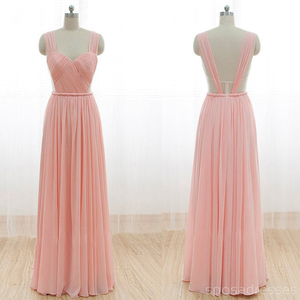 Affordable Junior Long Chiffon Pink Off-Shoulder Sweetheart Bridesmaid Dresses - WG21 | Perfect for Weddings, Proms & Formal Events