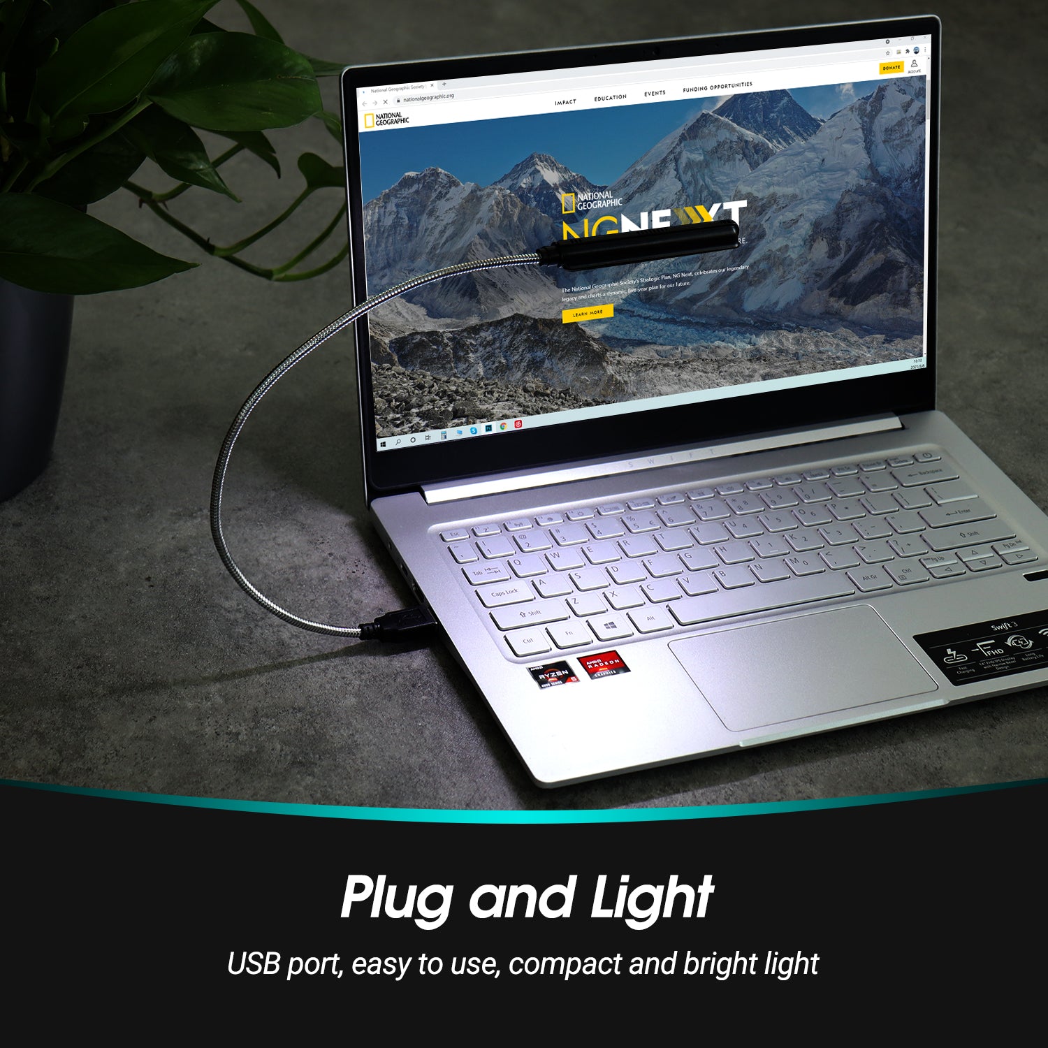 Flexible USB LED Keyboard Lamp - Adjustable Gooseneck Reading Light for Laptop, MacBook, Chromebook (ULT05) - Perfect for Night Work, Gaming & Study Sessions