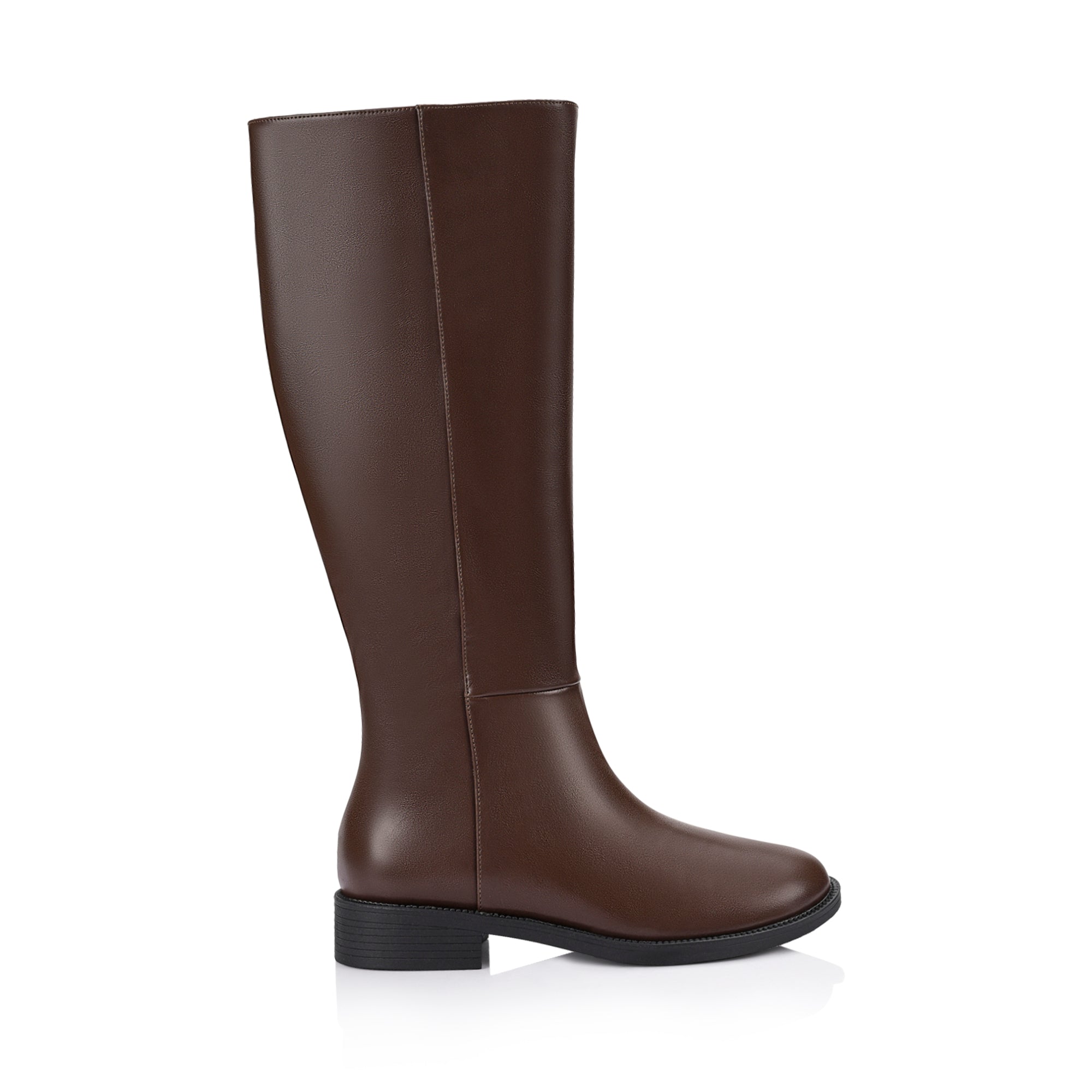 Gabe Flat Knee High Boots for Women - Chocolate Brown Leather Boots - Comfortable & Stylish for Fall, Winter, and Casual Outfits