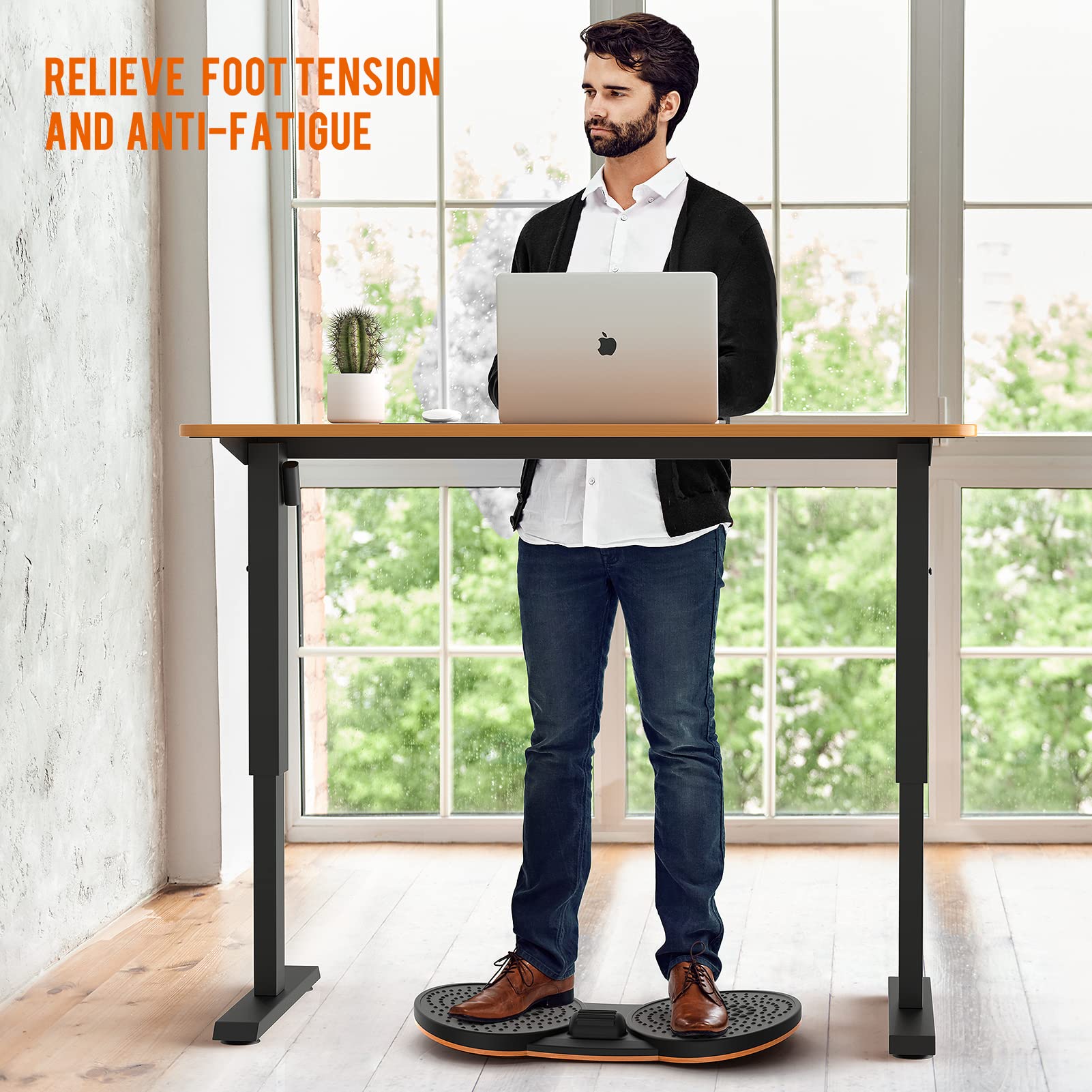 Anti-Fatigue Standing Desk Mat with Balance Board & Foot Massage - 20.3x13.2